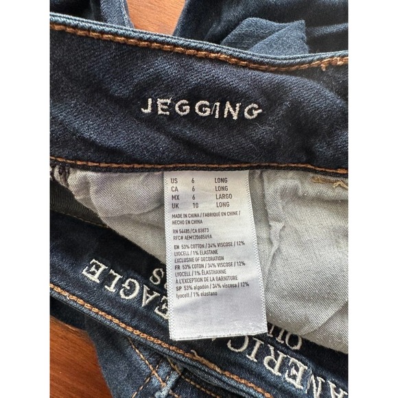 American Eagle Jeans Super Super Stretch Skinny Size 6 long /31 Dark Blue Wash - Picture 8 of 11
